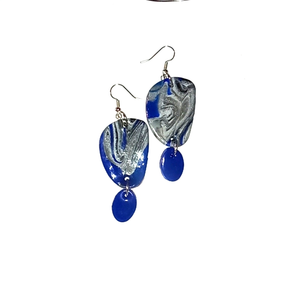 Clay earrings-Deep Blues